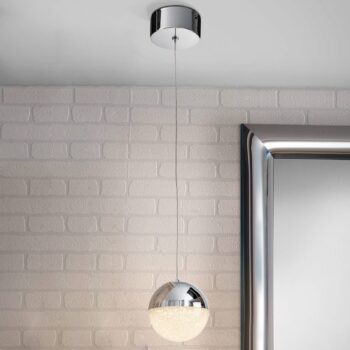 Závesné LED svietidlo Sphere, chróm, 1-pl., Ø 12cm