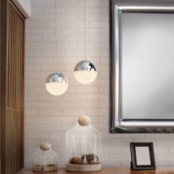 Závesné LED svietidlo Sphere, chróm, 1-pl., Ø 12cm