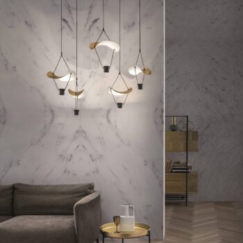 Závesné LED svietidlo Vollee S1 P, 44cm, up, zlatá