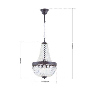 Závesné svetlo Arila, krištáľové retiazky, Ø 25 cm