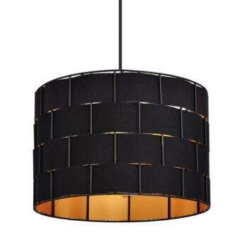 Závesné svetlo Atlanta, čierne, Ø 30 cm, textil, E27