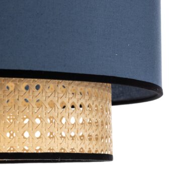 Závesné svetlo Boho ratan, textil, béžová/džínsová