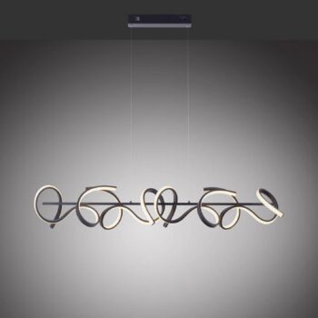Závesné svetlo Curls LED, čierne, kovové, dĺžka 99 cm, stmievateľné
