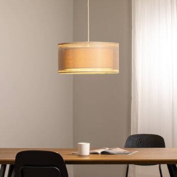 Závesné svetlo Duo Den Light, béžová farba, Ø 50 cm, ľan, PVC