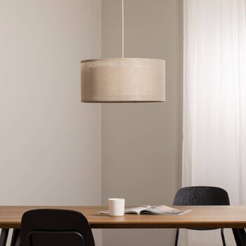 Závesné svetlo Duo Den Light, béžová farba, Ø 50 cm, ľan, PVC