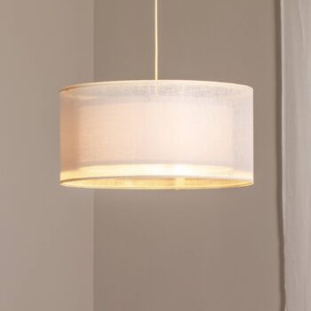 Závesné svetlo Duo Den Light, krémová farba, Ø 50 cm, ľan, PVC
