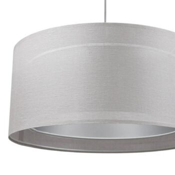 Závesné svetlo Duo Den Light, strieborno-sivé, Ø 50 cm, ľan, PVC