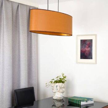 Závesné svetlo Envostar Idun, hnedé, 80 cm prírodný vegánsky materiál