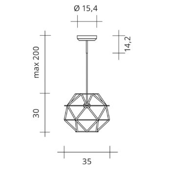 Závesné svetlo Euclide LED, čierne, kov, šírka 35 cm
