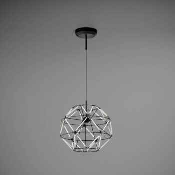 Závesné svetlo Euclide LED, čierne, kov, šírka 35 cm