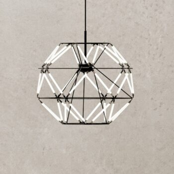 Závesné svetlo Euclide LED, čierne, kov, šírka 35 cm