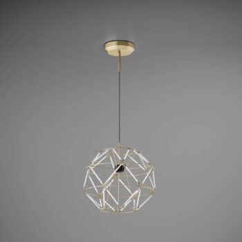 Závesné svetlo Euclide LED, zlatá farba, kov, šírka 35 cm