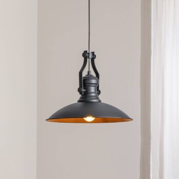 Závesné svetlo Fimda, čierne, Ø 41 cm, kov, E27
