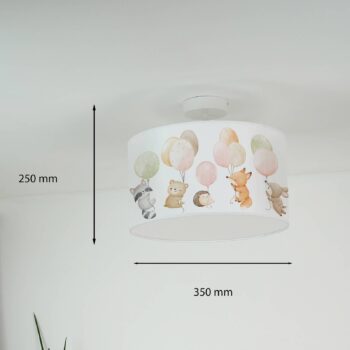 Závesné svetlo Freddy, Ø 35 cm, farebné, zvieratá, látka, E27