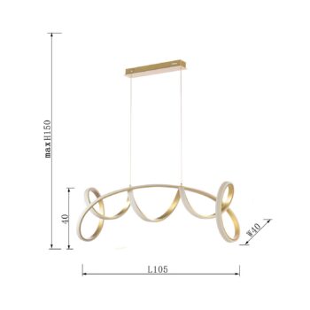 Závesné svetlo Kira LED, zlatá farba, dĺžka 102 cm, 4000 K