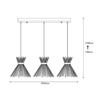 Závesné svetlo Kirpi 3089 3-fg. lineárne Ø34cm zlaté