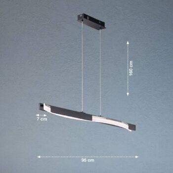 Závesné svetlo LED Bridge, čierna/niklová farba, dĺžka 95 cm