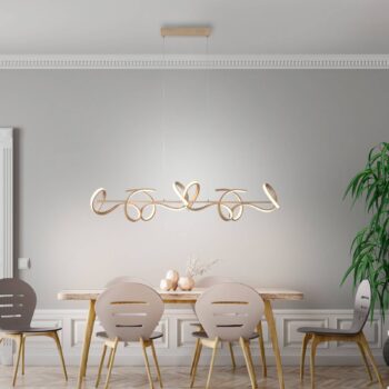 Závesné svetlo LED Curls, mosadz, kov, dĺžka 99 cm, stmievateľné