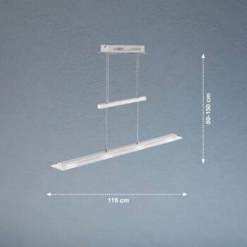 Závesné svetlo LED Tenso, nikel, 115 cm, kov, CCT, stmievač