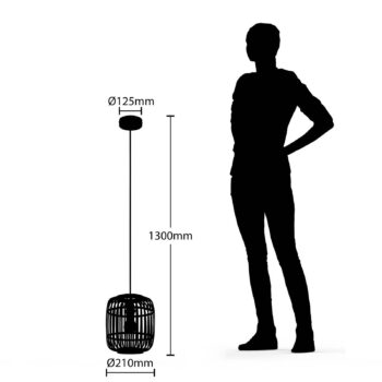 Závesné svetlo Lindby Canyana, prírodné, ratan, Ø 22 cm