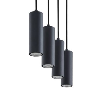 Závesné svetlo Lindby Maniva. 60 cm, 4 svetlá, čierna, GU10
