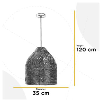 Závesné svetlo Luis, Ø 35 cm, ratan, E27