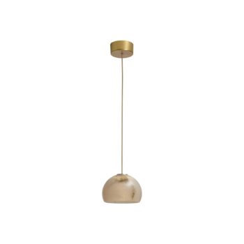 Závesné svetlo Neil LED, alabaster, zlatá farba, Ø 15 cm