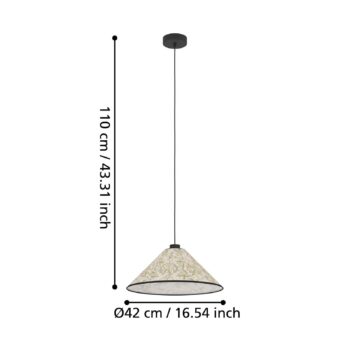 Závesné svetlo Oxpark, Ø 42 cm, zelená/biela/čierna, látka