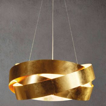 Závesné svetlo Pura LED so zlatým listom 60 cm