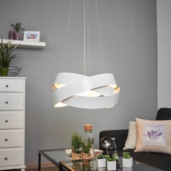 Závesné svetlo Pura biela/strieborná, 60 cm, 8x G9