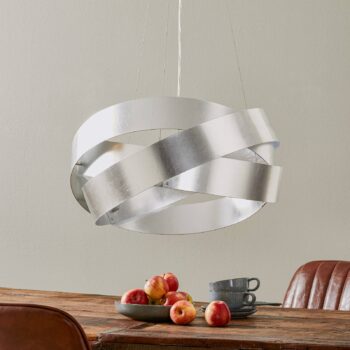 Závesné svetlo Pura so strieborným listom, 60 cm, 3x E27
