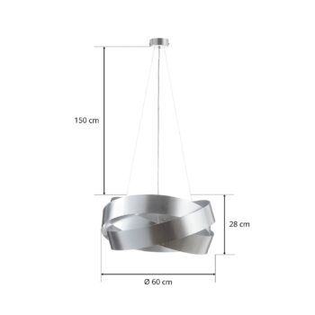 Závesné svetlo Pura so strieborným listom, 60 cm, 3x E27