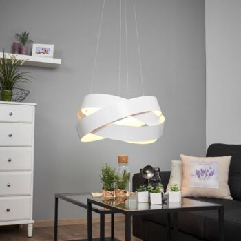 Závesné svetlo Pura v bielej farbe, 60 cm, 8x G9
