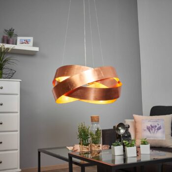 Závesné svetlo Pura v medi, 60 cm, 8x G9