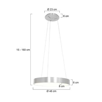 Závesné svetlo Ringlede LED, Ø 48 cm, strieborná