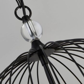 Závesné svetlo do sprchy, čierne/čierne, krištáľové sklo, E14, Ø 36cm