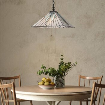 Závesné svietidlo Alderley, Tiffany štýl, bronz, ťahový spínač