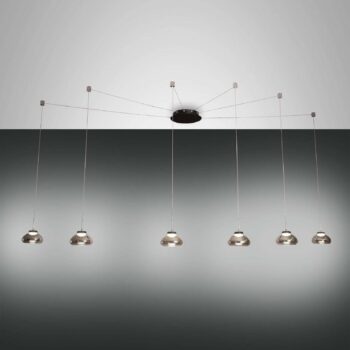 Závesné svietidlo Arabella LED, dymovo sivé, 6 svetiel, decentralizované