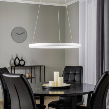 Závesné svietidlo Arcchio LED Albiona, biele, 1 kruh, Ø 60 cm