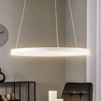 Závesné svietidlo Arcchio LED Albiona, biele, 1 kruh, Ø 60 cm