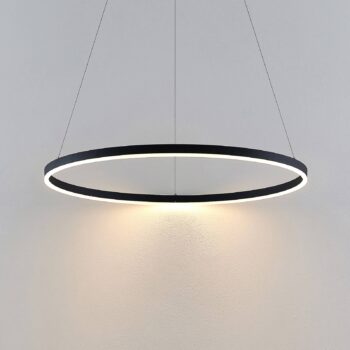 Závesné svietidlo Arcchio LED Albiona, čierne, 1 krúžok, Ø 80 cm