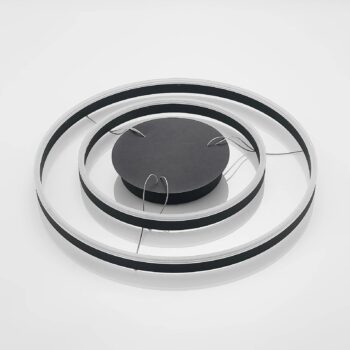 Závesné svietidlo Arcchio LED Albiona, čierne, 2 krúžky, Ø 60 cm
