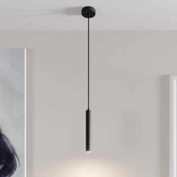 Závesné svietidlo Arcchio LED Franka, 1 svetlo, Ø 4 cm, čierna