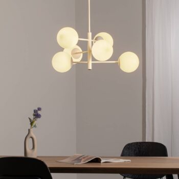 Závesné svietidlo Aurora, biele, Ø 60 cm, 6-pl., sklo, E14