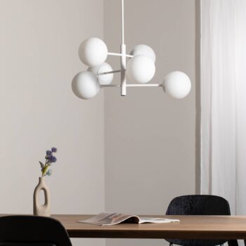 Závesné svietidlo Aurora, biele, Ø 60 cm, 6-pl., sklo, E14
