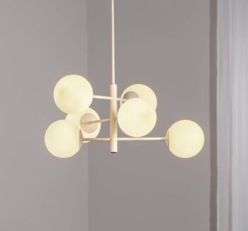 Závesné svietidlo Aurora, biele, Ø 60 cm, 6-pl., sklo, E14