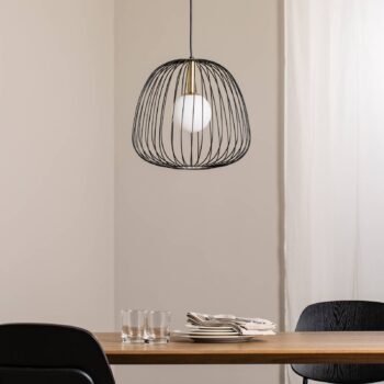 Závesné svietidlo Bell M, Ø 33 cm, 1-pl., čierna/zlatá/biela