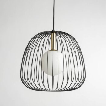 Závesné svietidlo Bell M, Ø 33 cm, 1-pl., čierna/zlatá/biela