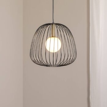 Závesné svietidlo Bell M, Ø 33 cm, 1-pl., čierna/zlatá/biela
