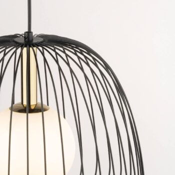 Závesné svietidlo Bell M, Ø 33 cm, 1-pl., čierna/zlatá/biela